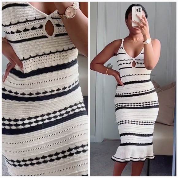 H&M Dresses & Skirts - Crocheted Striped Dress With Hem Frill